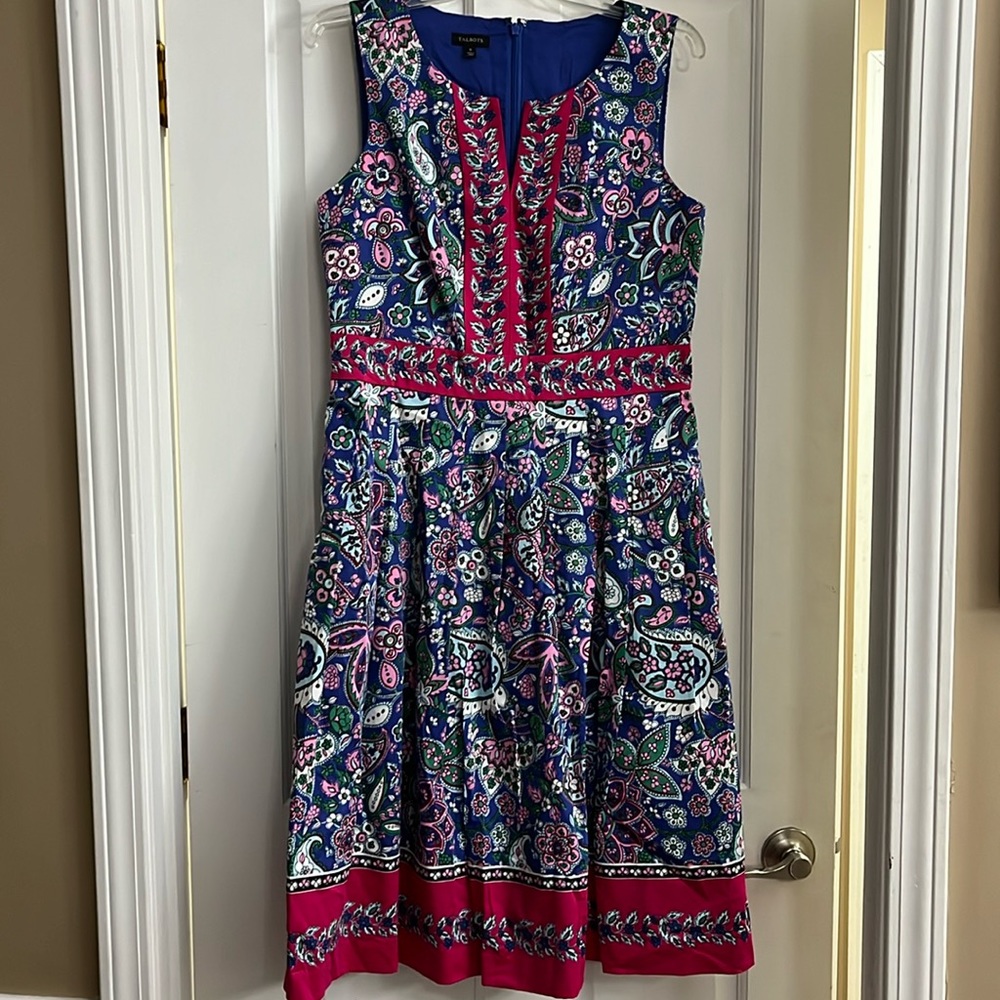 Talbots Paisley Fit and Flare Sleeveless Dress 6